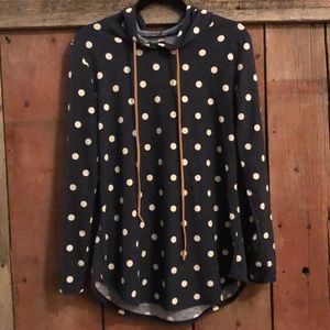 Navy and White Polka Dot Lightweight Hoodie - L